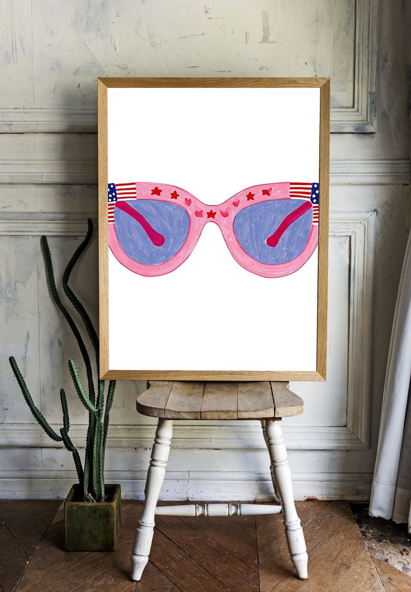 Patriotic Sunglasses Illustration Poster. — room view 1