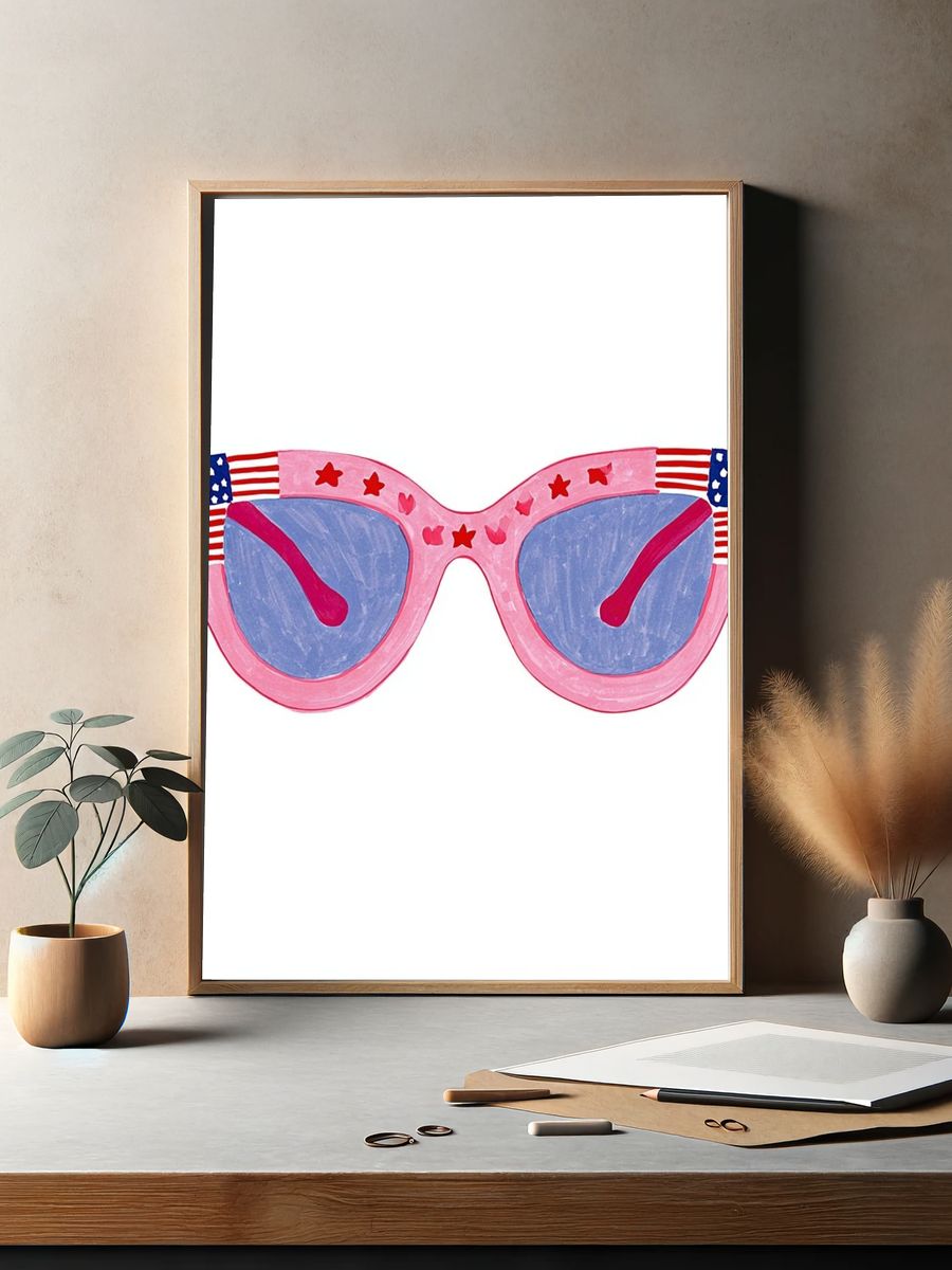 Patriotic Sunglasses Illustration Poster. — room view 2