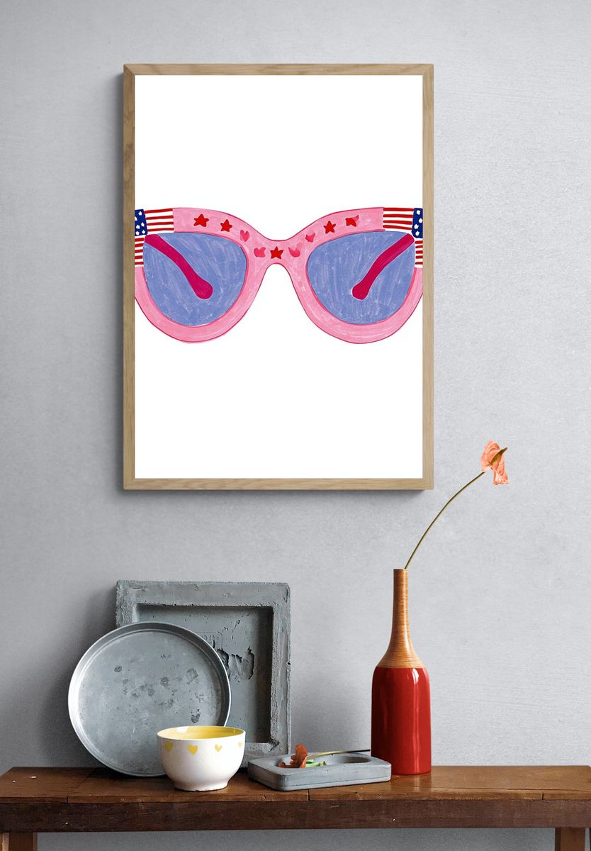 Patriotic Sunglasses Illustration Poster. — room view 3