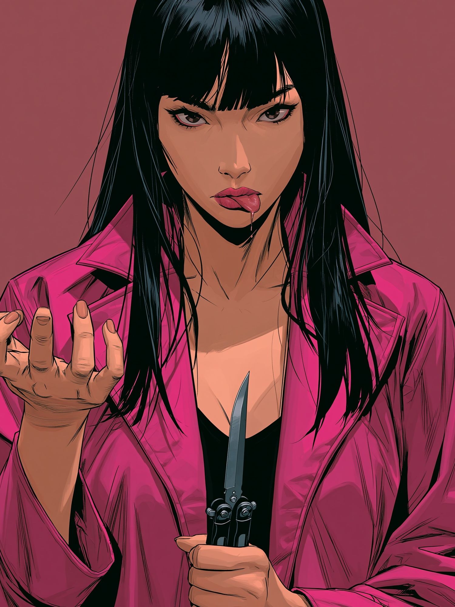 Pink Coat Woman Illustration Poster. poster — illustration art