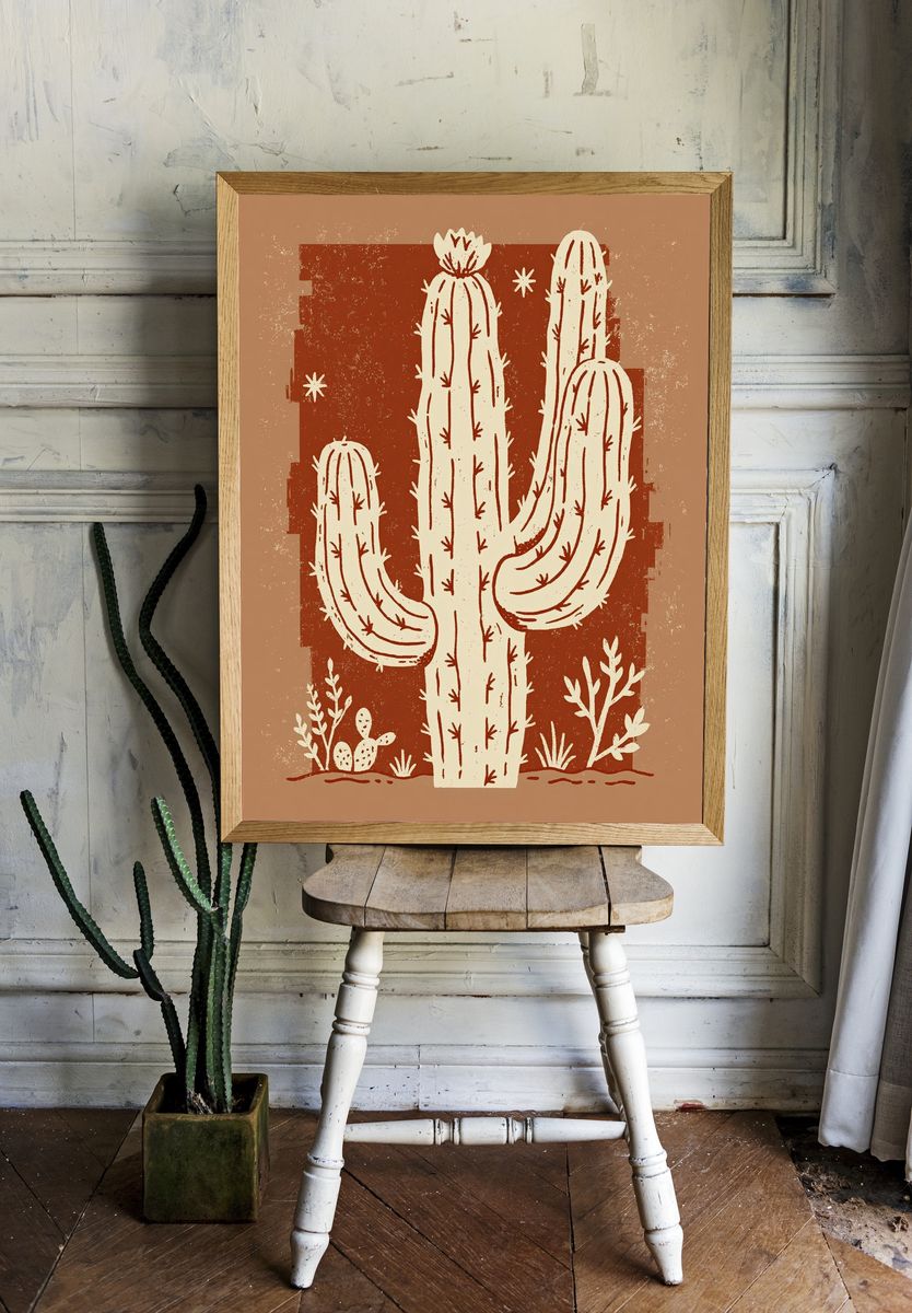 Desert Cactus Illustration Poster. room preview