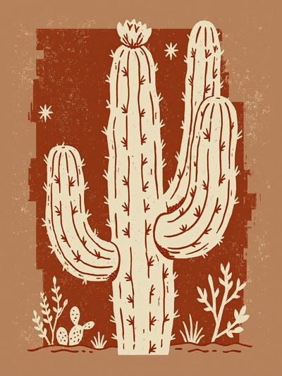 Desert Cactus Illustration Poster. poster print