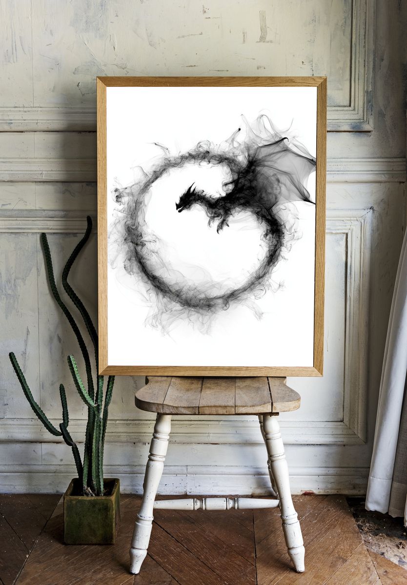 Smoke Dragon Abstract Poster. — room view 1