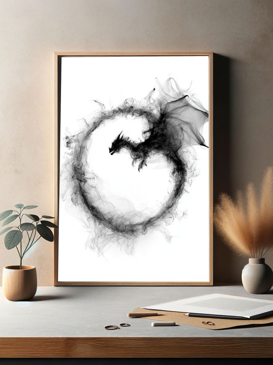Smoke Dragon Abstract Poster. — room view 2