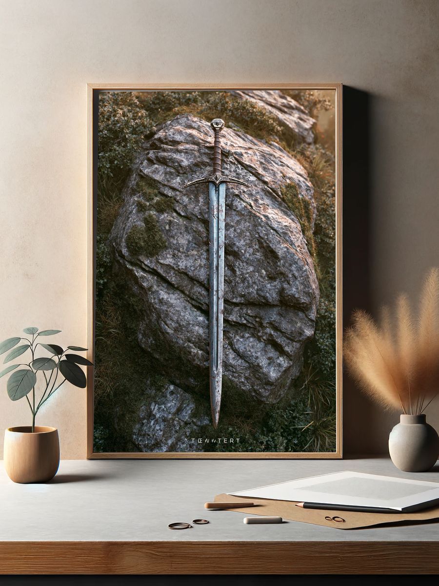 Sword in Stone Fantasy Poster. — room view 2