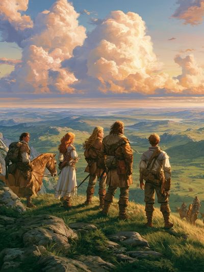 Epic Fantasy Landscape Illustration Poster. poster