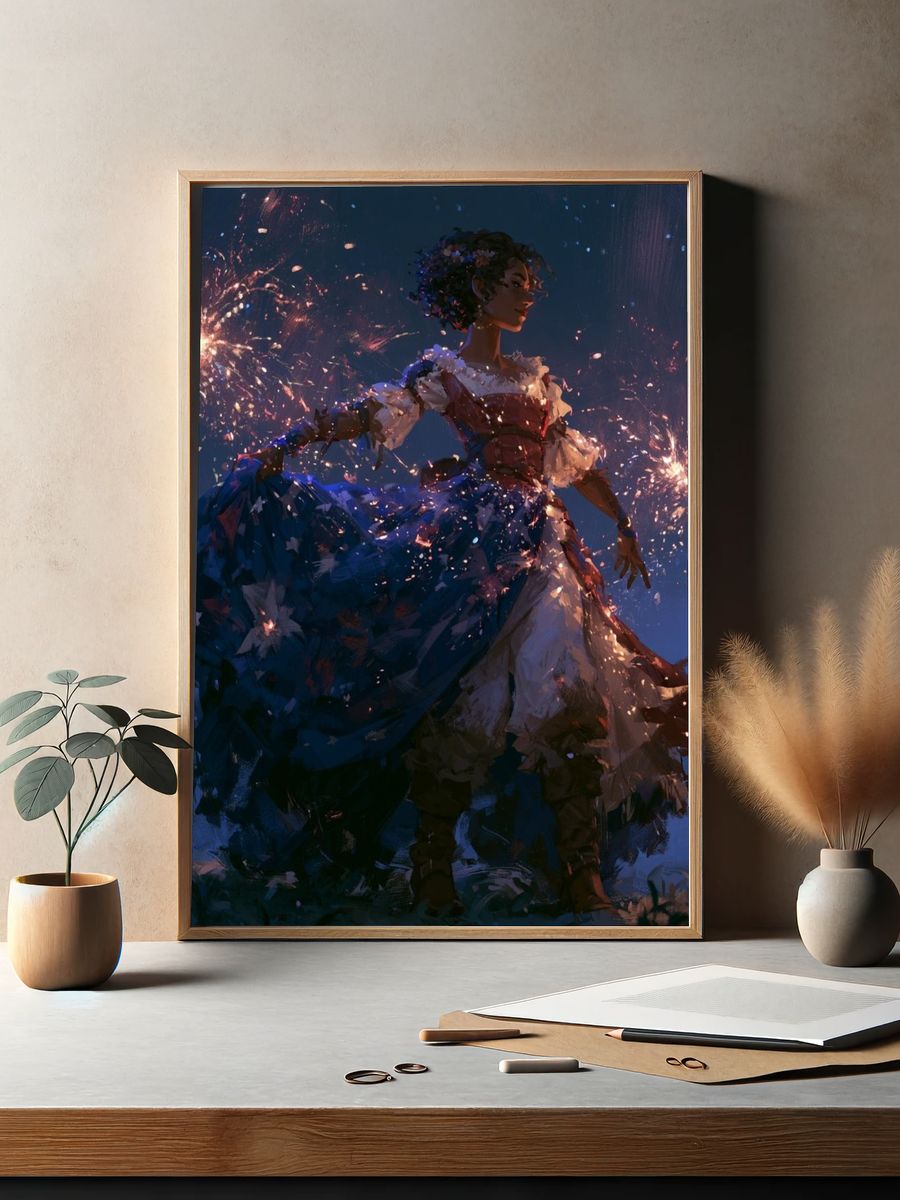 Firework Dancer Illustration Poster. — room view 2