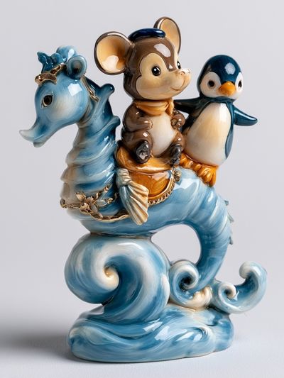 Whimsical Animal Figurine Illustration Print. poster print
