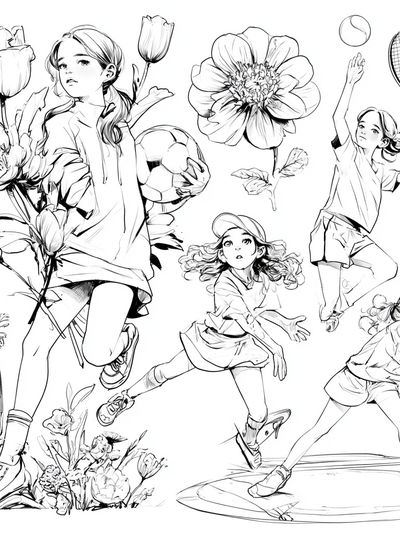 Girls Tennis Sketch Poster. poster