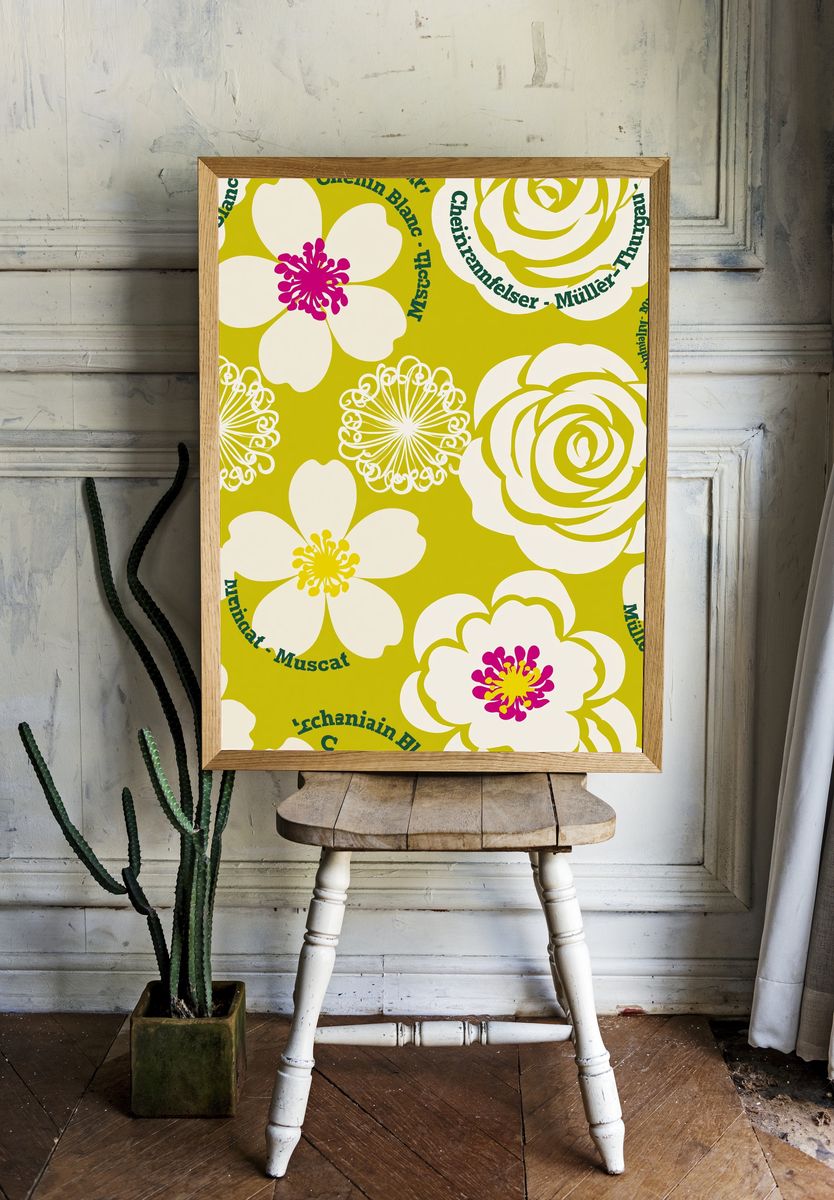 Floral Pattern Typography Print. — room view 1