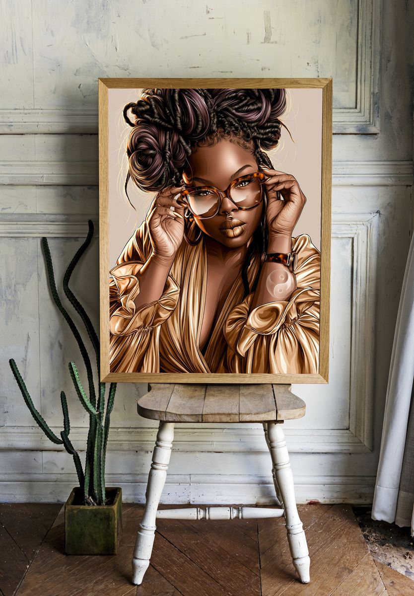 Stylish Portrait Illustration Poster. room preview