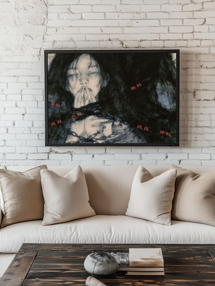 Bound Silence Illustration Poster. room preview