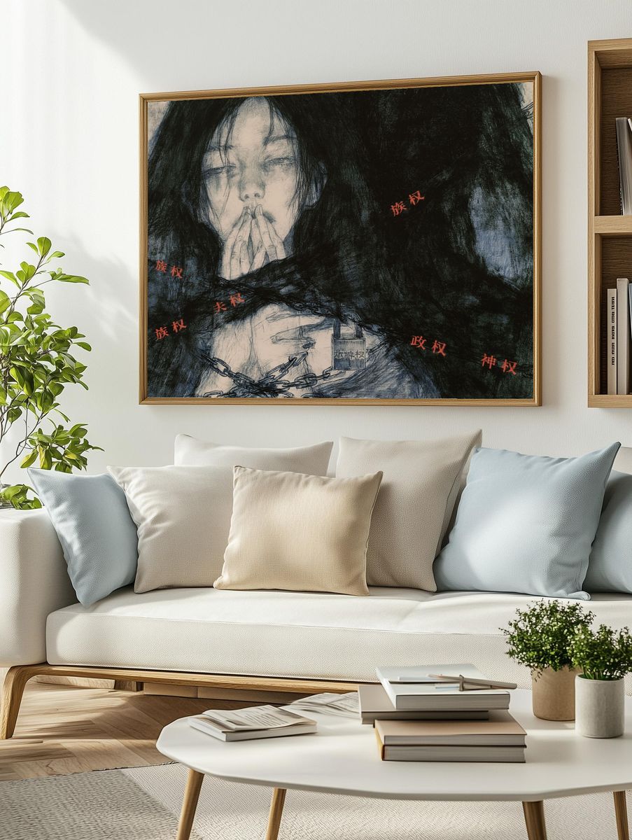 Bound Silence Illustration Poster. — room view 2