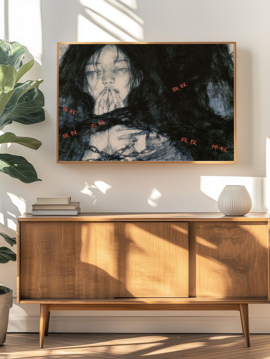 Bound Silence Illustration Poster. — room view 3