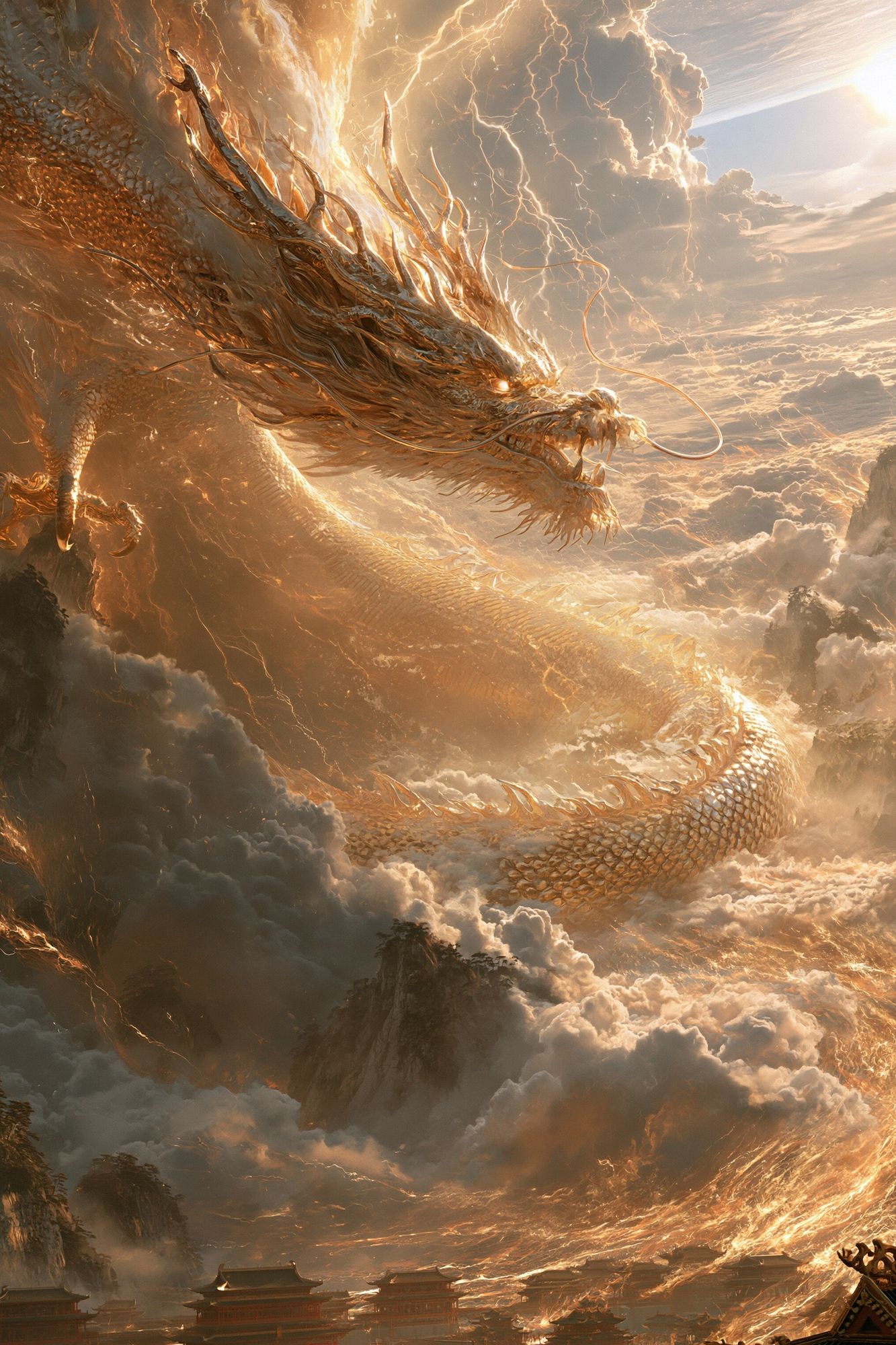 Celestial Dragon Storm Poster. poster detail