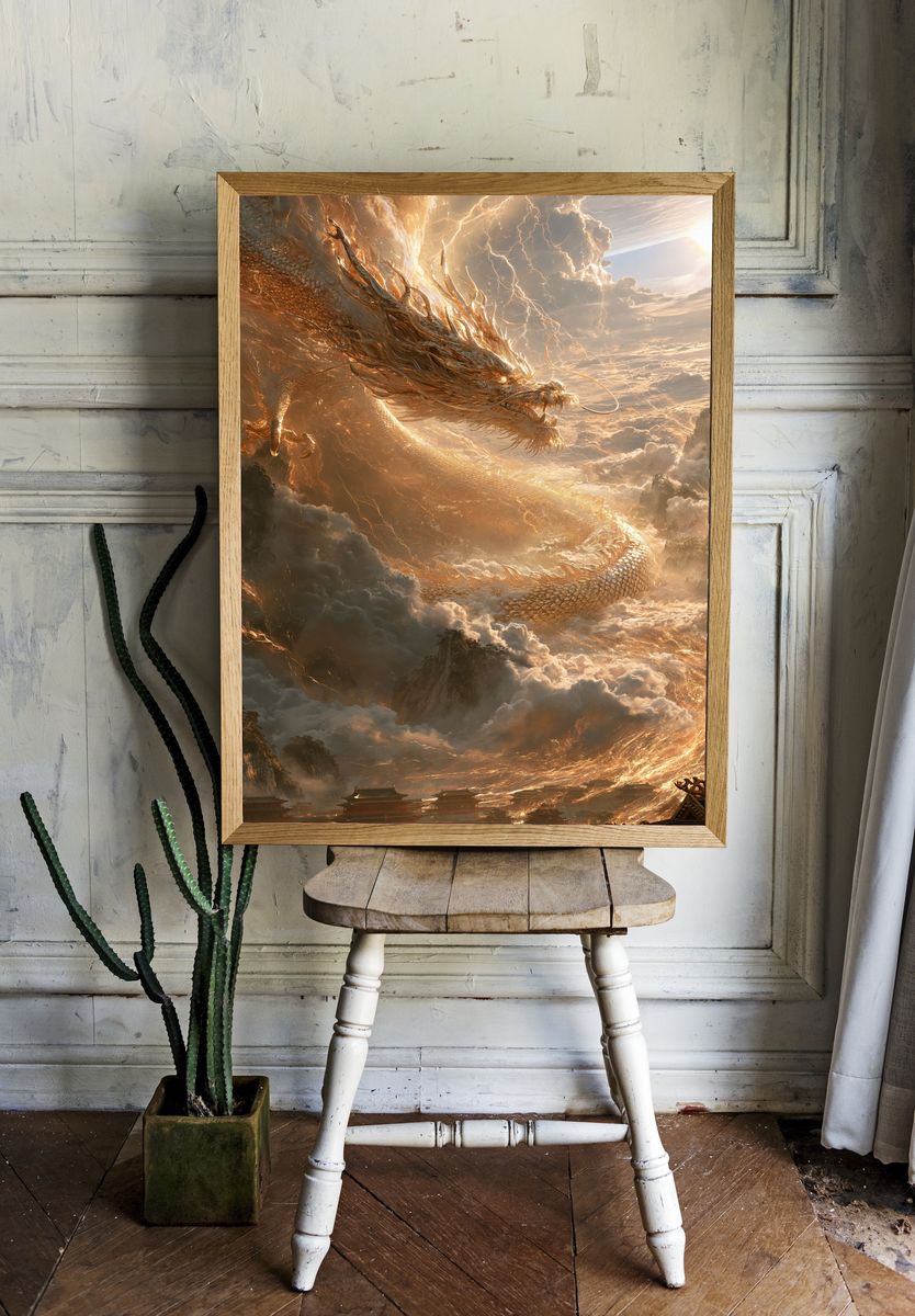 Celestial Dragon Storm Poster. — room view 1