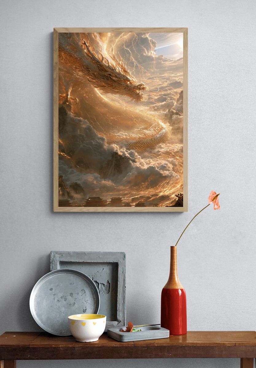 Celestial Dragon Storm Poster. — room view 3