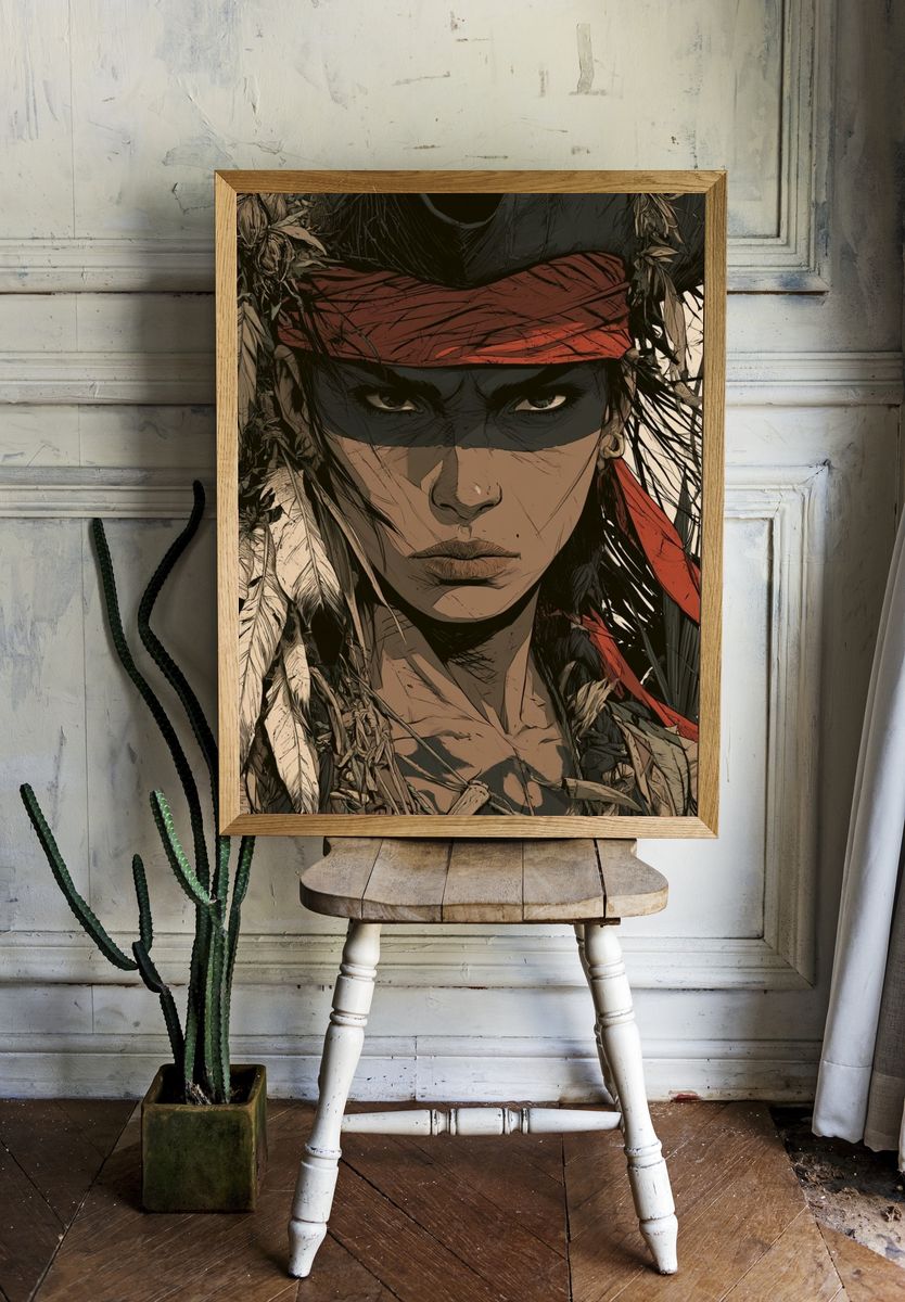 Warrior Portrait Illustration Poster. room preview
