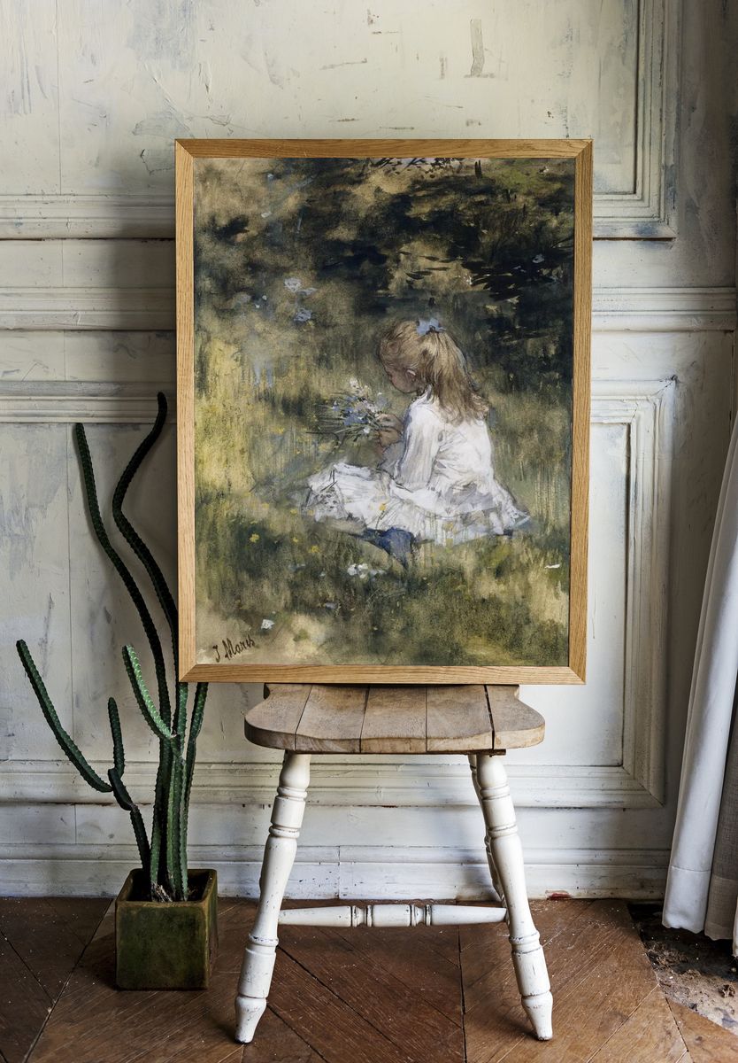 Girl Flowers Grass (1878) Jacob. room preview