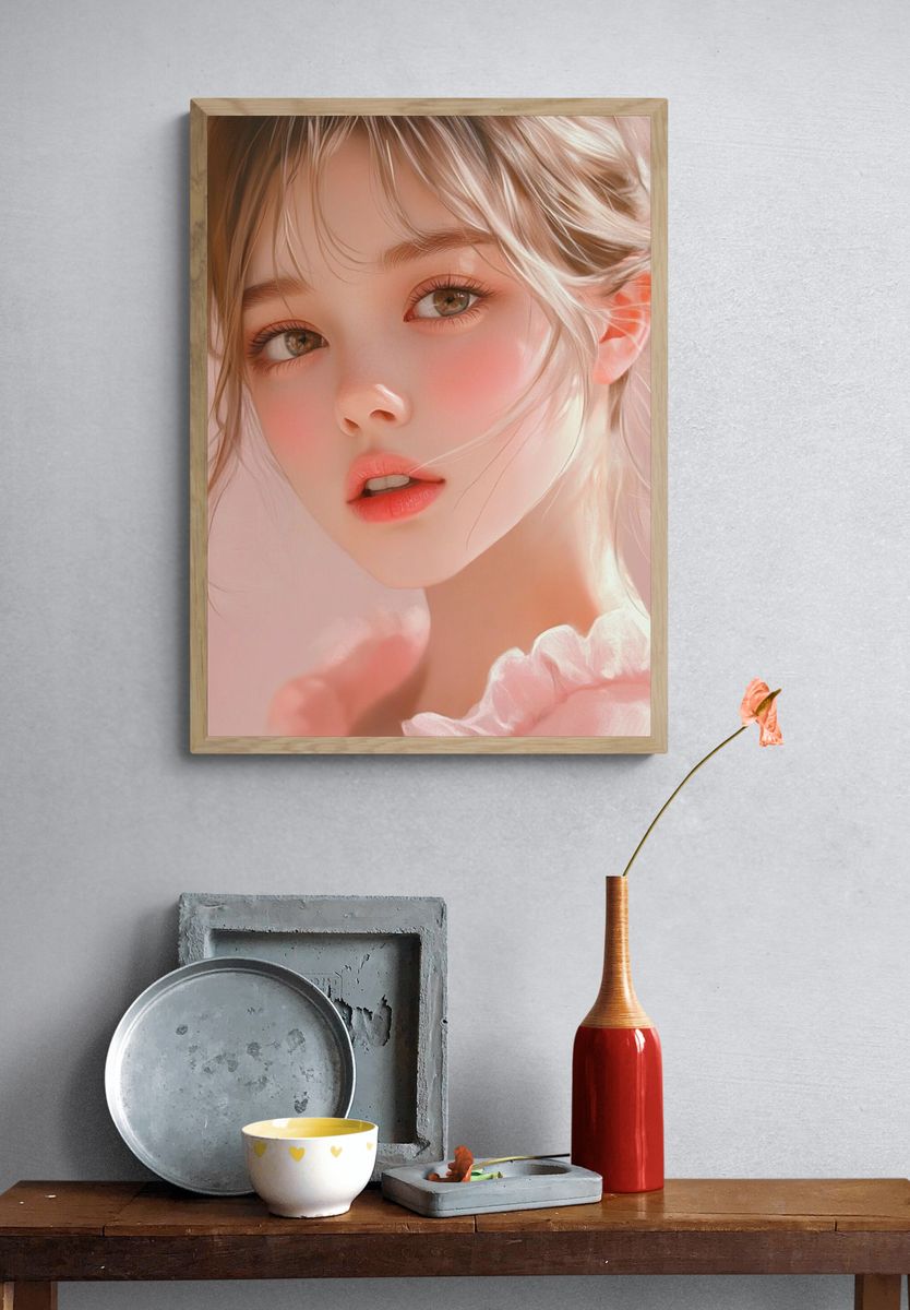 Soft Portrait Illustration Print. — room view 3