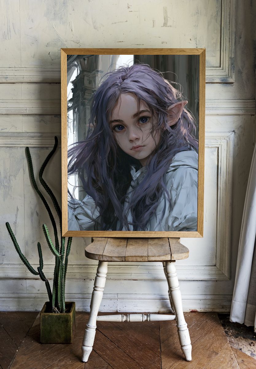 Elf Girl Portrait Illustration Poster. room preview