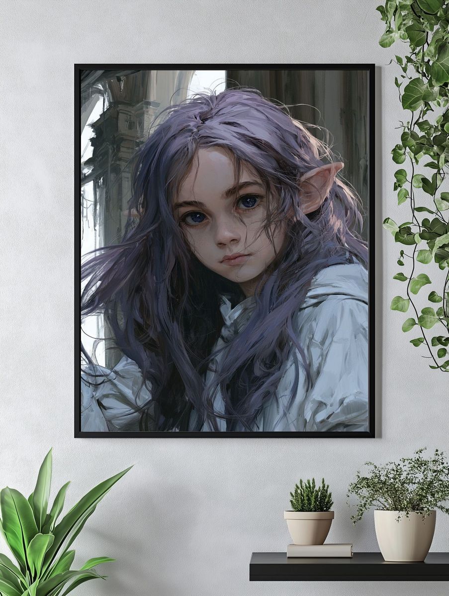 Elf Girl Portrait Illustration Poster. — room view 4