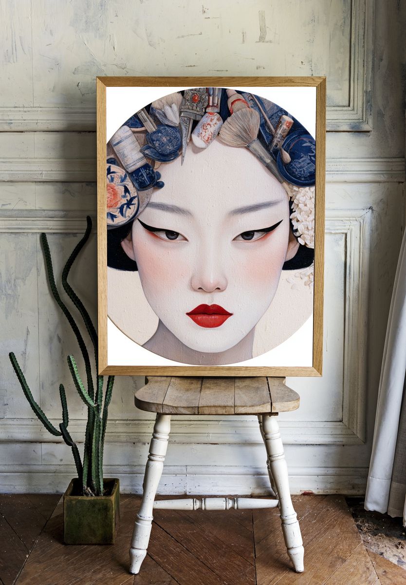Geisha Portrait Illustration Poster. — room view 1