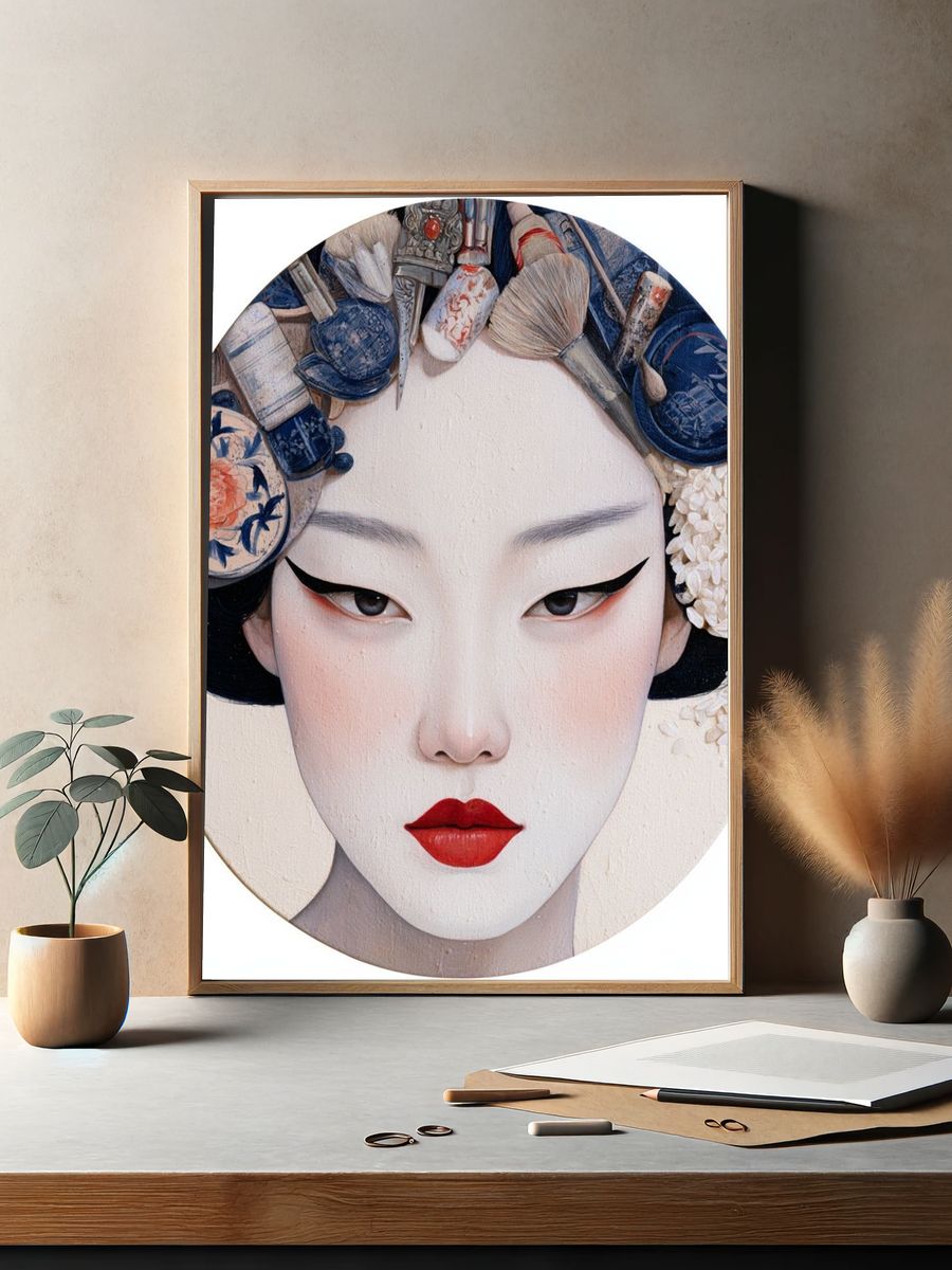 Geisha Portrait Illustration Poster. — room view 2