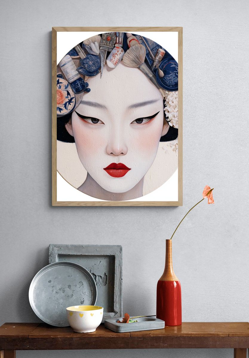 Geisha Portrait Illustration Poster. — room view 3
