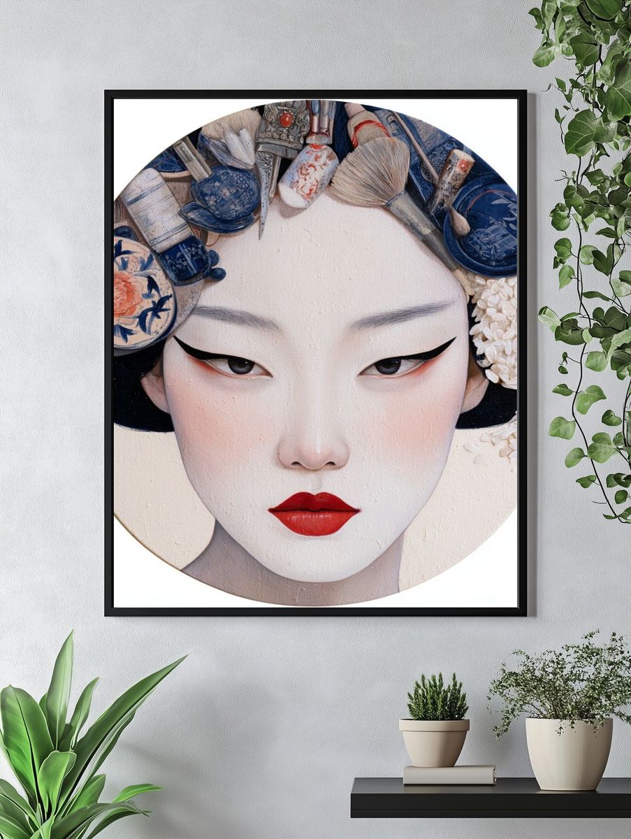 Geisha Portrait Illustration Poster. — room view 4