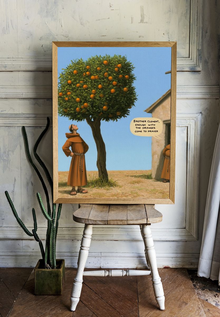 Brother Clement Orange Tree Poster. — room view 1