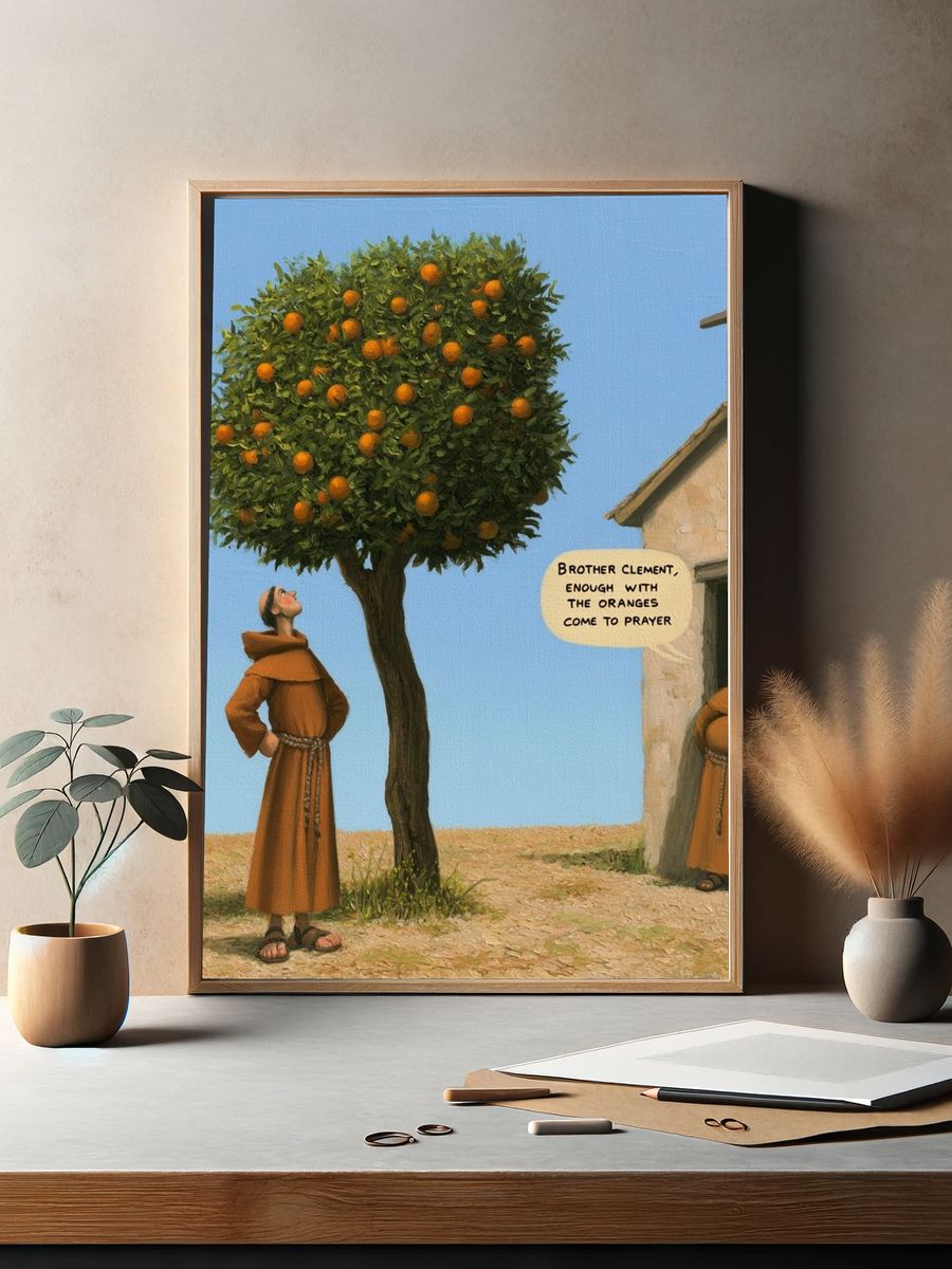 Brother Clement Orange Tree Poster. — room view 2