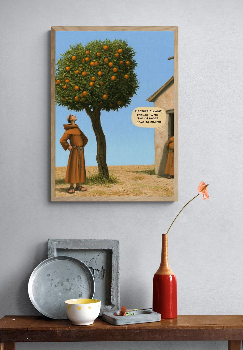 Brother Clement Orange Tree Poster. — room view 3