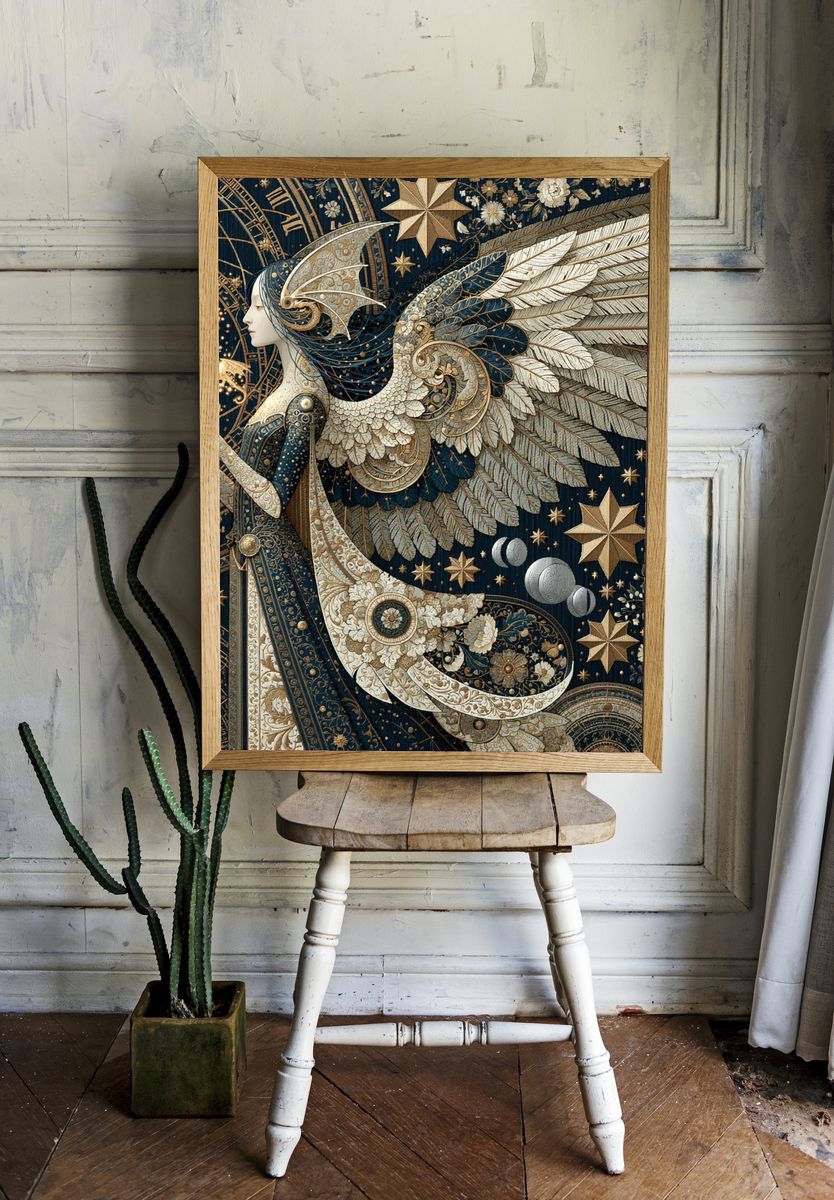 Surreal Pizza Clock Illustration Poster. room preview