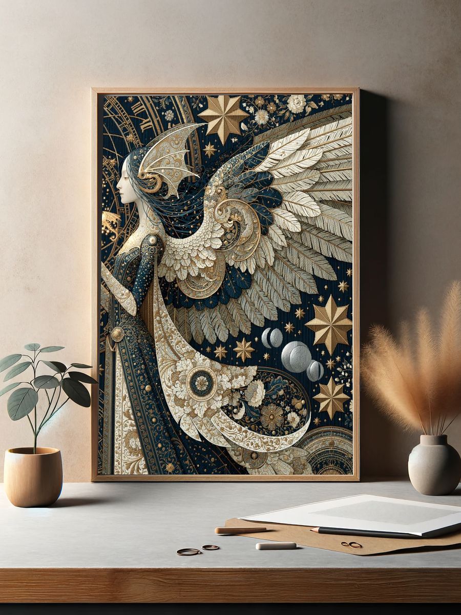 Surreal Pizza Clock Illustration Poster. — room view 2