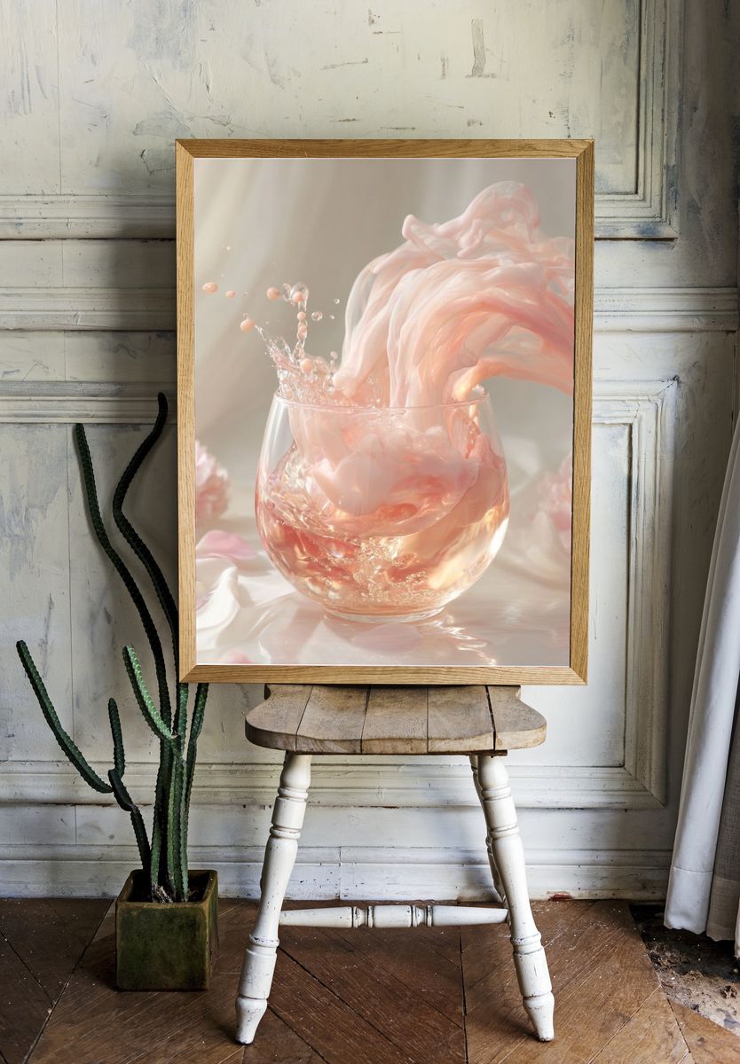Pink Splash Still Life Print. — room view 1