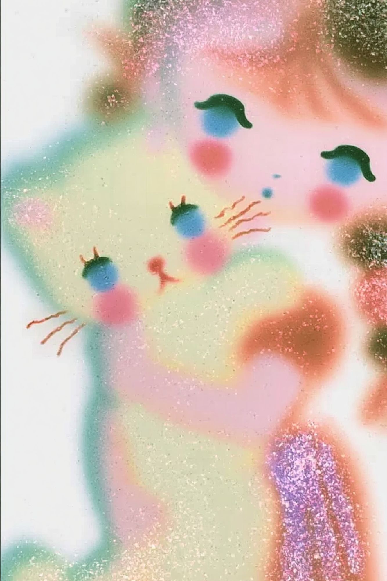 Pastel Cat Face Illustration Poster. poster — illustration art