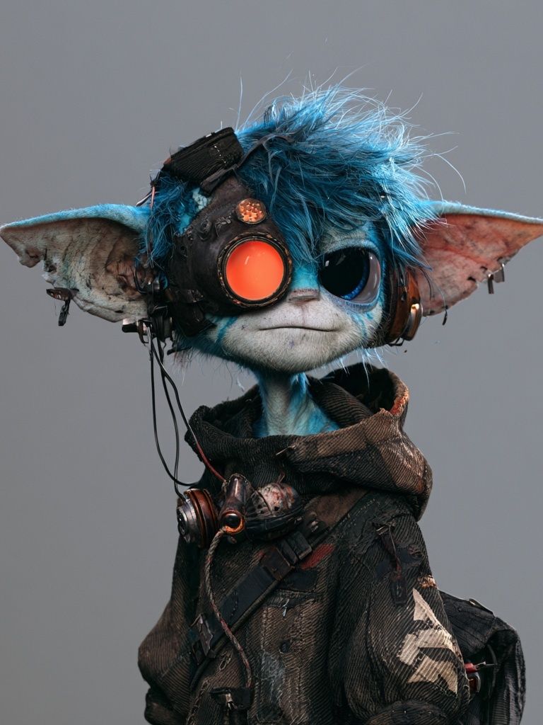 Cyberpunk Goblin Portrait Print. poster detail