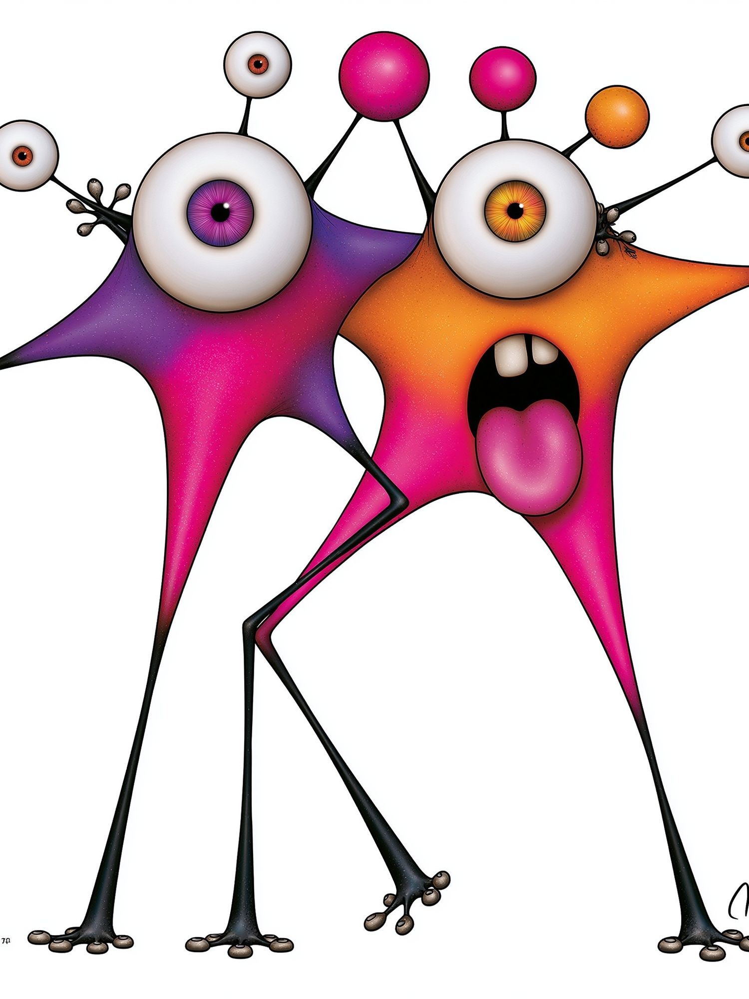 Surreal Monster Duo Illustration Poster. poster — illustration art