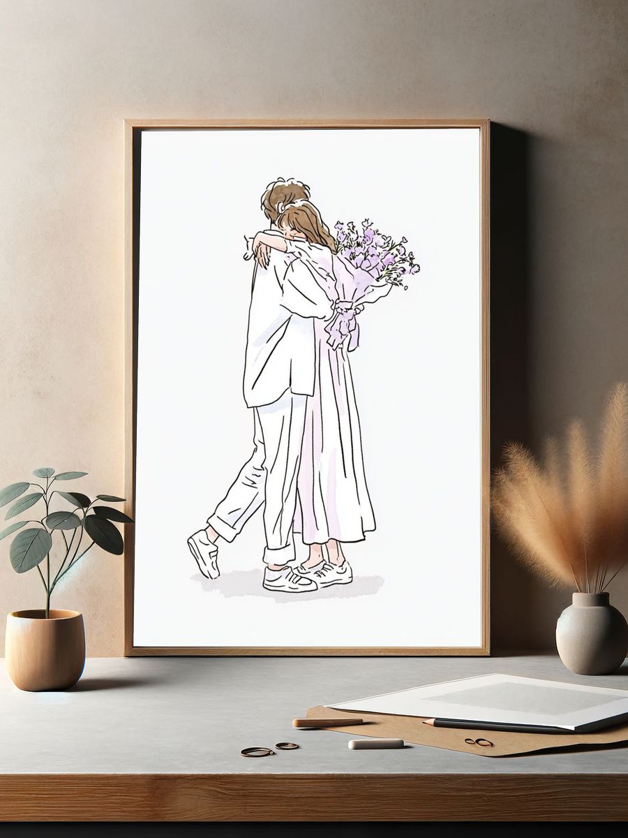 Tender Embrace Illustration Poster. — room view 2
