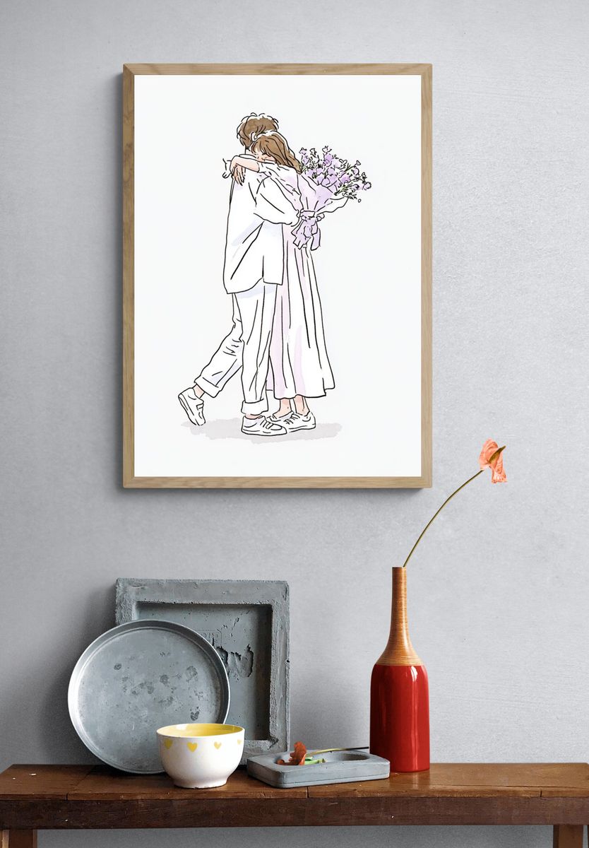 Tender Embrace Illustration Poster. — room view 3