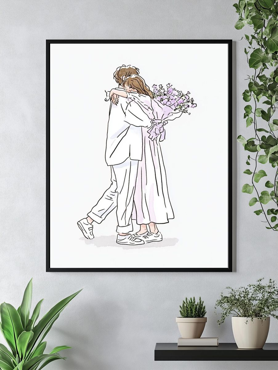 Tender Embrace Illustration Poster. — room view 4