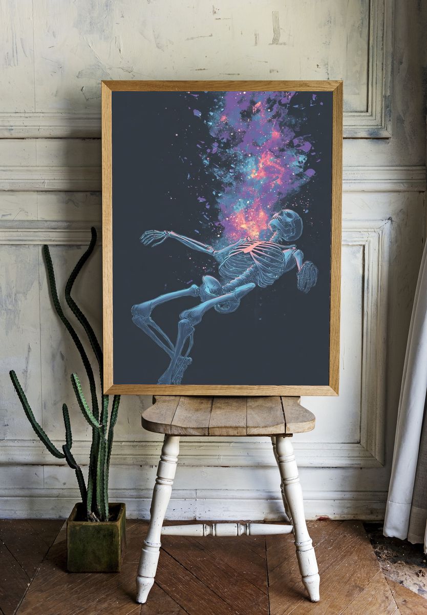 Cosmic Skeleton Surrealism Poster. — room view 1