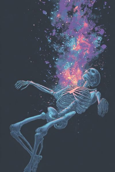 Cosmic Skeleton Surrealism Poster. poster print