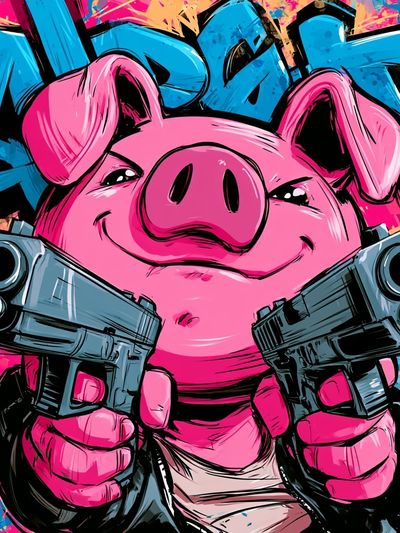 Pink Pig Graffiti Poster. poster