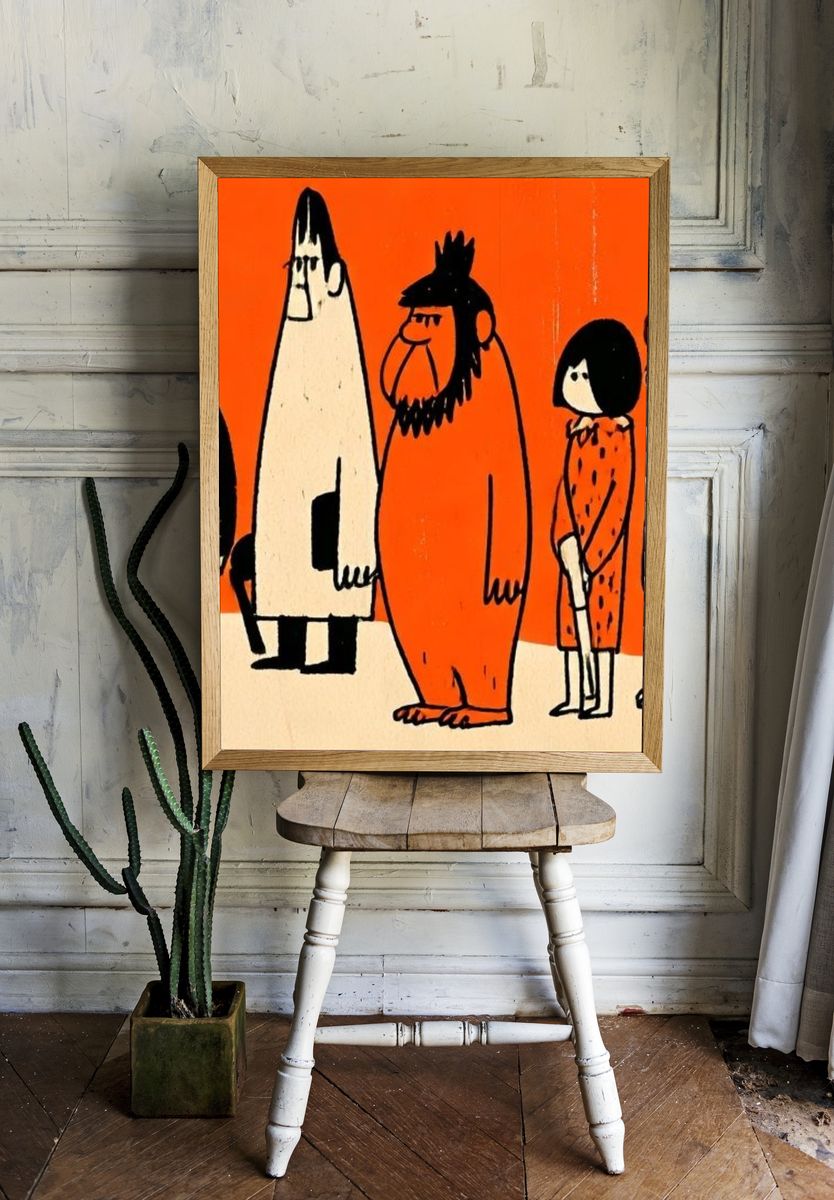 Quirky Character Group Illustration Poster. — room view 1