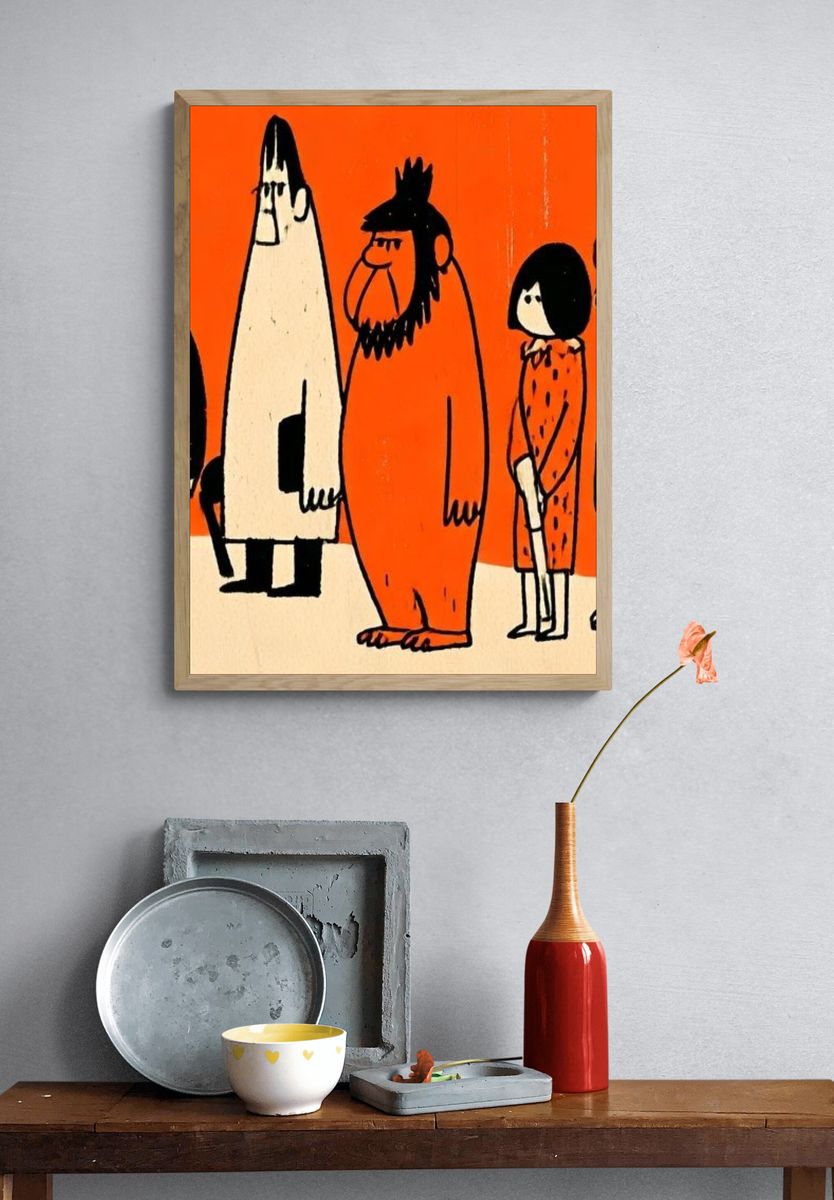 Quirky Character Group Illustration Poster. — room view 3