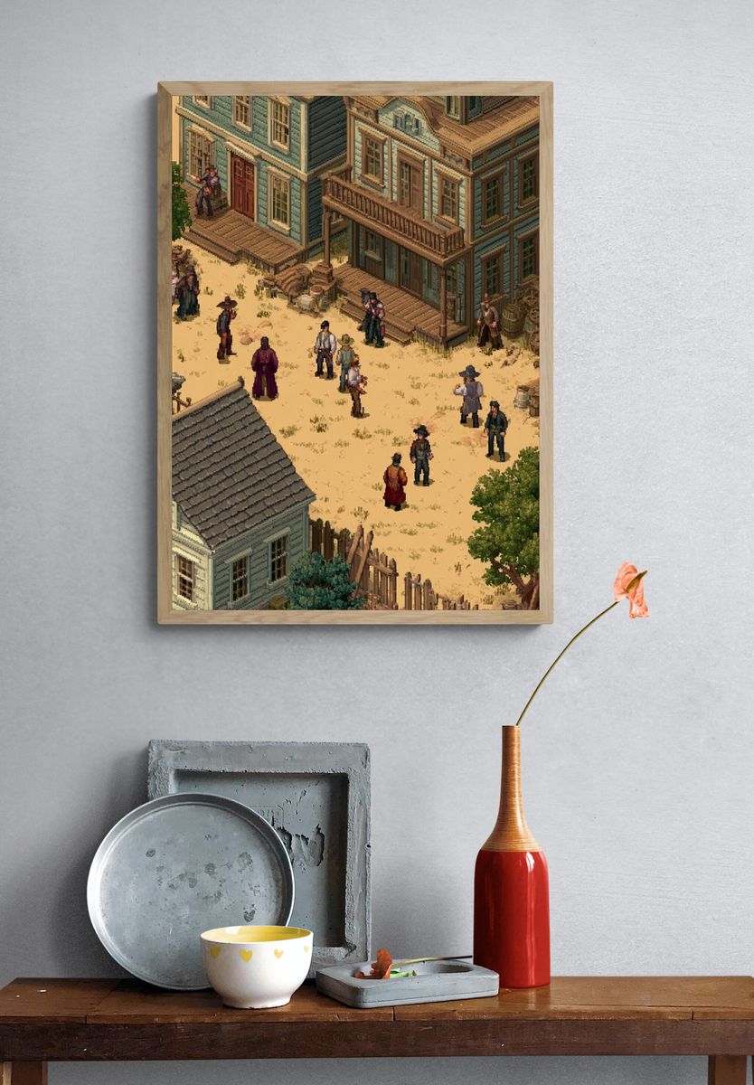 Western Town Pixel Art Poster. — room view 3