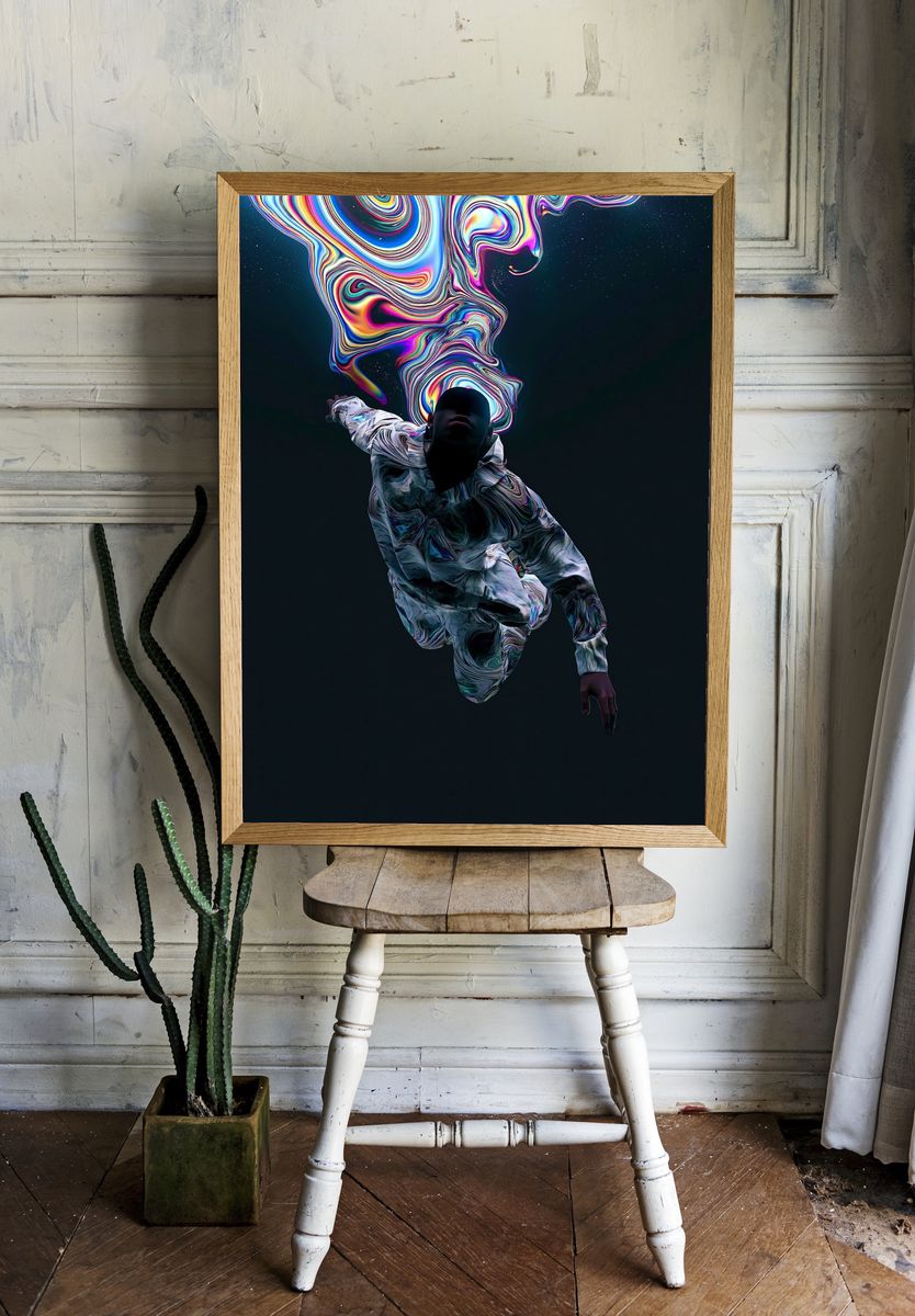 Cosmic Drift Figure Illustration Poster. room preview