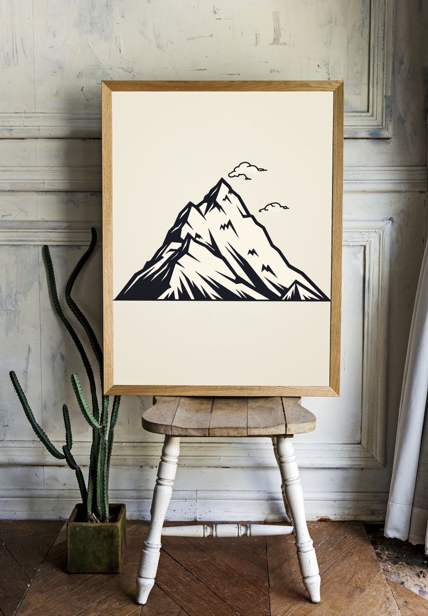 Mountain Peak Line Art Poster. — room view 1
